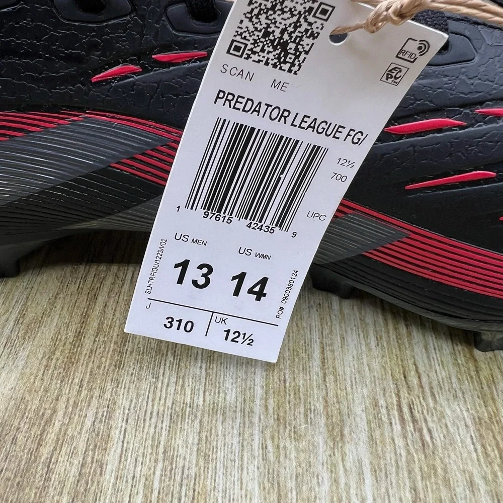 adidas Predator League FG Men's Size 13‎ Black Red Soccer Cleats ID1328 NEW
